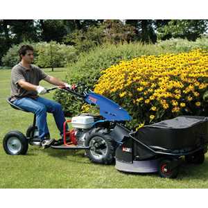 The optional Mowing Sulky turns a walk-behind BCS into a riding mower.