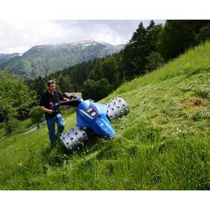 Sickle Bars are great for mowing along slopes.  Model 660 is shown here clearing a ski slope in the Alps with optional Spiked Wheels.