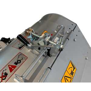 A top-mounted hand crank controls the tine depth.  Maximum depth is 8".