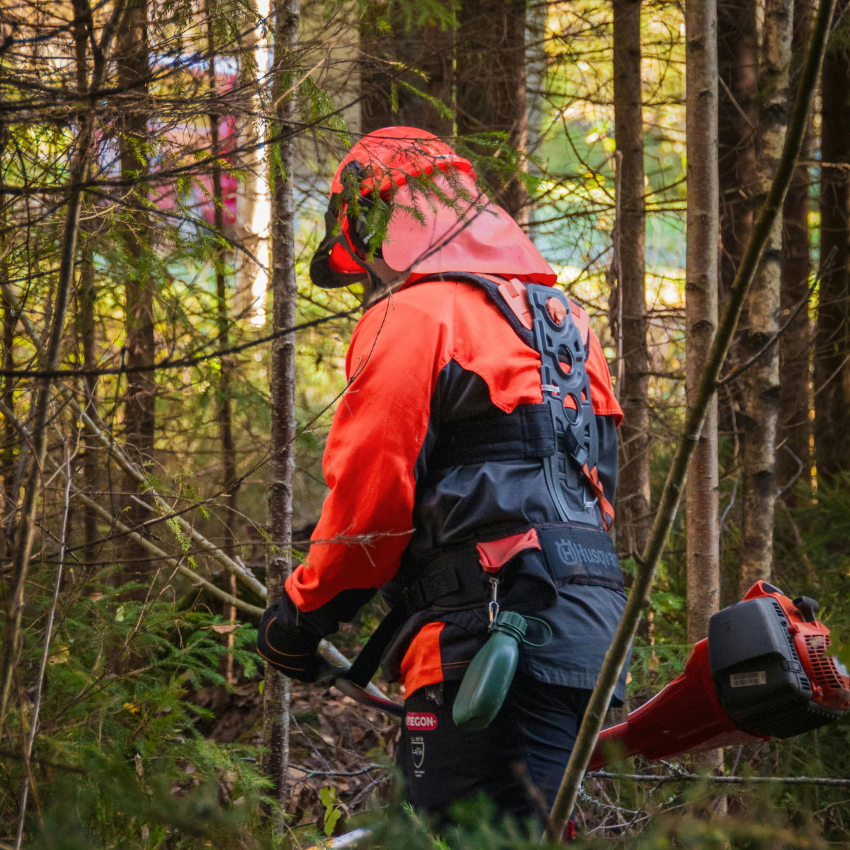 Brushcutting in full safety gear